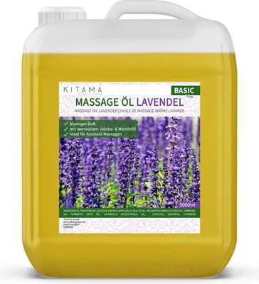 Produktbild von Kitama Aroma Massageöl Lavendel 5-Liter 5L I Pflegendes Körperöl für Massagen I Aroma-Öl für Massage, Thai-Massage & Spa