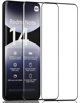 Produktbild von 2-Pack Xiaomi Redmi Note 14 Pro Displayschutzfolie - Gehärtetes Glas 9H - Super Qualität 3D