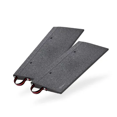 Image de kit de rampe de trottoir bepco (2 pièces) - noir, avec rondelles de fixation intégrées, chacune de 50 cm de long, 4 cm de haut, avec poignées-boucles