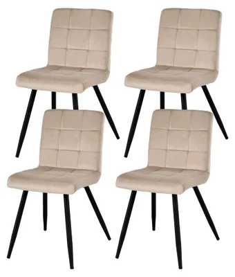 Produktbild von Esszimmerstühle 4er Set Küchenstuhl Wohnzimmerstuhl Samtstuhl mit Rückenlehne, Metallgestell, Beige