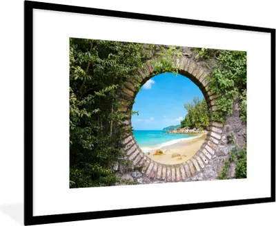 Produktbild von MuchoWow® Gerahmtes Poster Strand - Meer - Aussicht - Sommer 90x60 cm - Poster mit Schwarzem Bilderrahmen Wandposter Rahmen Foto Bilder - Wanddekoration - Fotos