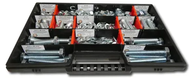 Produktbild von 400 tlg Sechskantschrauben Sortiment mit Muttern Unterlegscheiben Federringen M8 // 12mm-70mm Schrauben Set