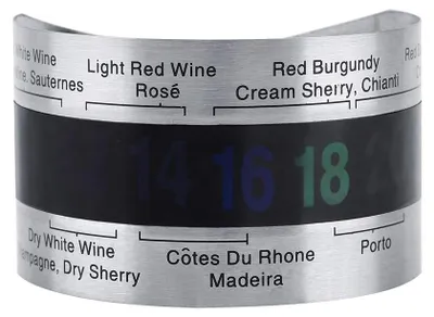 Image de Thermomètre pour vin - Écran LCD numérique avec capteur de température - Pour mesurer la température du vin - Bracelet en acier inoxydable pour bouteilles