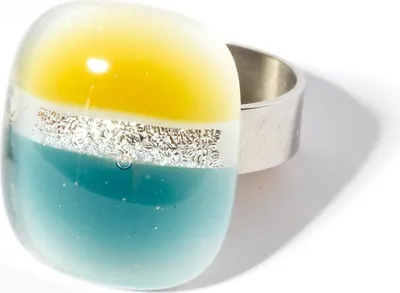 Produktbild von Ring mit Glasstein Fresh Opal türkis