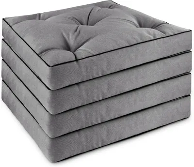 Produktbild von 4er Set Stuhlkissen 58x58 cm 11 cm hoch wasserabweisend hautfreundlich für Innen- & Außenbereich