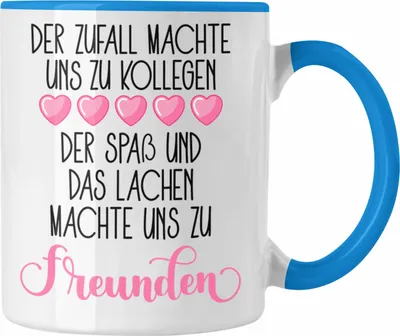 Produktbild von Trendation - Jobwechsel Tasse Geschenk Kollegin Abschiedsgeschenk Neuer Job Der Zufall Machte Uns Zu Kollegen Spruch (Blau)