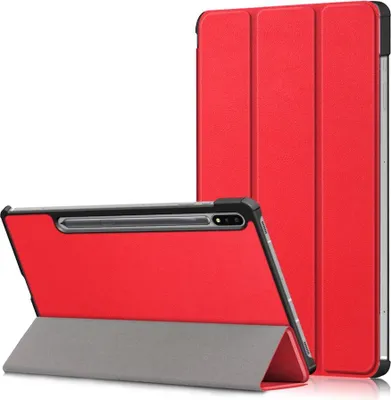 Produktbild von Samsung Galaxy Tab S7 FE / S7 Plus / S8 Plus Hülle - Tri-Fold Ständer Klapphülle mit Schlaf/Wach-Funktion - Rot