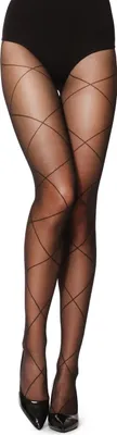 Produktbild von Merry Style Damen Strumpfhose Netzmuster geometrisches Muster 20 DEN GI1104 (Schwarz-1104, M) .