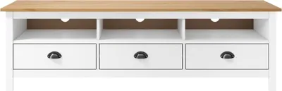 Image de vidaXL Armoire TV Hill Blanc 158x40x47 cm Pin massif
