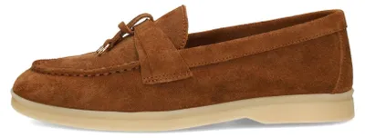Produktbild von Klassische Damen Loafer ZALAMA aus cognacfarbenem Wildleder mit 2 cm Absatz