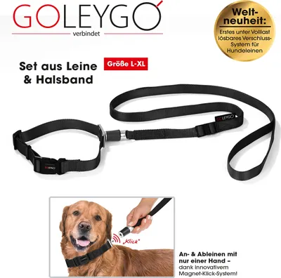 Produktbild von GOLEYGO Hundeleine & Halsband mit Magnet-Klick-System Schwarz L-XL