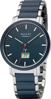 Produktbild von Regent Metall Herren Uhr FR-254 Analog-Digital Armbanduhr blau Funkuhr D2URFR254
