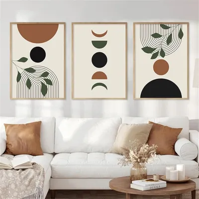 Produktbild von Trayosin Poster Set 3 Stück Abstrakt Kunstdruck Wandbilder ohne Rahmen 50x70cm Grün