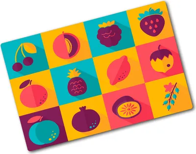 Produktbild von Tulup Glas Herdabdeckplatte - 80x52 cm - Glaskeramikkochfeld-Abdeckung Spritzschutz Glasabdeckplatte - Einteilig - Essen & Getränke - Fruchtikonen - Mehrfarbig