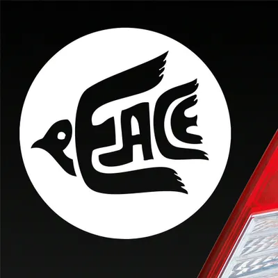 Produktbild von Auto Aufkleber Peace 70s Weltfrieden Taube Frieden 10x10 cm Weiss Matt Sticker Heckscheibenaufkleber