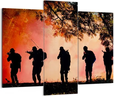 Produktbild von Bild auf Leinwand - Leinwandbild - Soldat Gewehr - 130x100cm - Wand Bild - Wanddeko - Wandbilder - Leinwanddruck - Bilder - Kunstdruck - Wanddekoration - Leinwand bilder - Wandkunst - CB130x100-3977