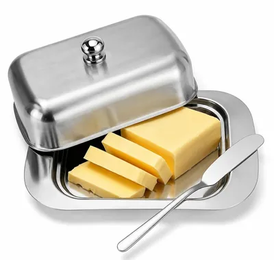 Zdjęcie produktu dla Pojemnik na masło ze stali nierdzewnej z pokrywką, pojemność 250 g