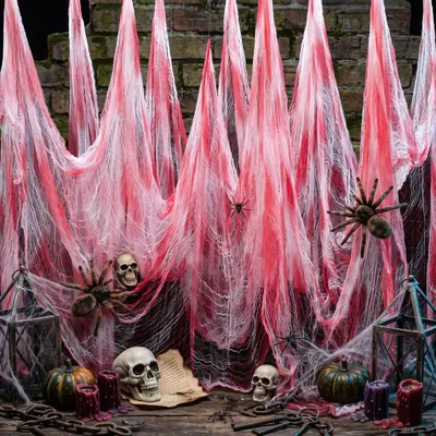 Gruselstoff mit Blutdesign, 200 x 600 cm, für Halloween-Deko