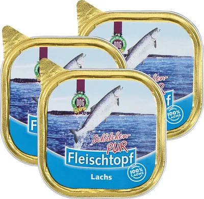 Produktbild von 3x200g - Schecker DOGREFORM Fleischtopf Schälchen PUR Lachs - 100%Lachs - Nassfutter