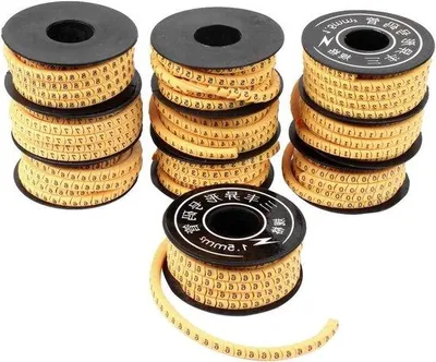 Produktbild von Gelbe flexible PVC-Kabelmarker mit Zahlen 0-9