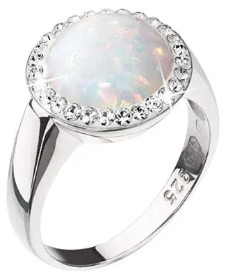 Produktbild von Silberring mit synthetischem weiß em Opal und Kristallen Preciosa 35060.1 Weiß