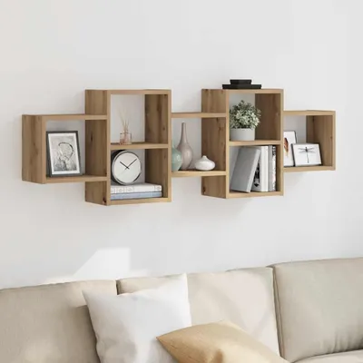 Immagine prodotto di vidaXL Scaffale a muro rovere artigianale 129x18x42 cm Materiale a base di legno