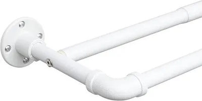 Obrázok produktu pre Priemyselná tyč na záclony, biela, 74–273 cm – kovová tyč na záclony – zatemňovacie – spálňa – výsuvná