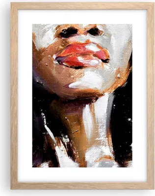 Produktbild von Gerahmtes Poster - Rahmen in heller Eiche - Öl Mund Frau - 30x40 cm - Wand Bild - Wanddeko - Wandbilder - Kunstposter - Wandposter - Bilderrahmen - Bilder - Kunstdruck - P2NPA30x40-4724