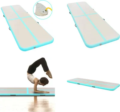 Produktbild von vidaXL Aufblasbare Gymnastikmatte mit Pumpe 600x100x10 cm PVC Grün - Gymnastikmatte - Gymnastikmatten - Gymnastik Yoga Matte - Gymnastik Yoga Matten