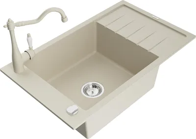 Immagine prodotto di Mexen Elias lavello da cucina in granito a 1 vasca con scolapiatti e miscelatore cucina Carla, beige - 6511-69-670700-69
