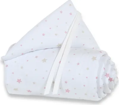 Produktbild von babybay Nestchen Piqué passend für Modell Maxi, Boxspring, Comfort und Comfort Plus, weiß Sternemix sand/beere