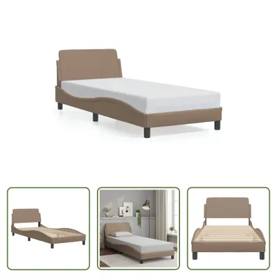 Produktbild von The Living Store Bettgestell mit Kopfteil Cappuccino-Braun 80x200 cm Kunstleder