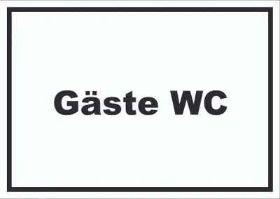Produktbild von Gäste WC Schild mit Text Toilette waagerecht A5 Rückseite selbstklebend