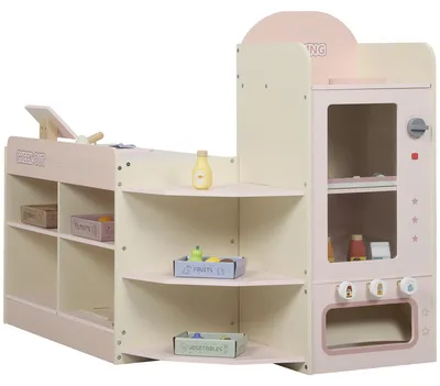 Produktbild von AIYAPLAY Kaufladen für Kinder Kaufladen Supermarkt mit Kasse Scanner Rosa