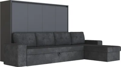 Produktbild von Schrankbett M2 Horizontal 140x200 mit Ecksofa Anthrazit Anthrazit