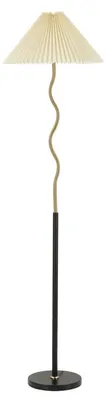 Image de Lampadaire Closy en métal noir et or avec abat-jour en tissu