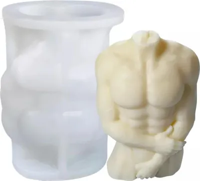 Produktbild von Silikon Kerzenform Seifen Gussform, Körper Mann mit verschränkten Armen, 106 x 51 x 75 mm, 144 ml
