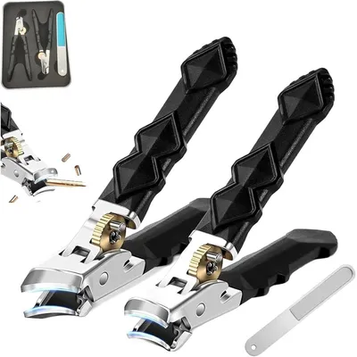 Productafbeelding van Nagelknipper set, 2 stuks, geschikt voor dikke teennagels, met opvangbak, roestvrij staal