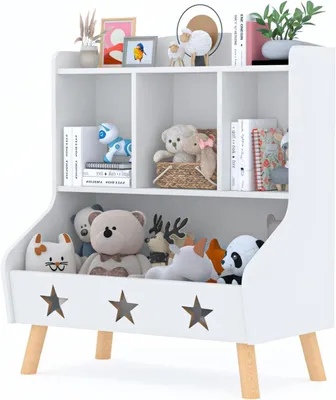 Kinderbücherregal mit 3 Fächern, weiß, freistehend, 61,5x36,5x72 cm