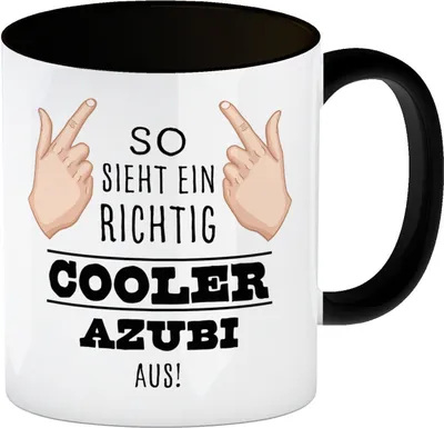 Produktbild von So sieht ein richtig cooler Azubi aus Kaffeebecher Schwarz für die Arbeit