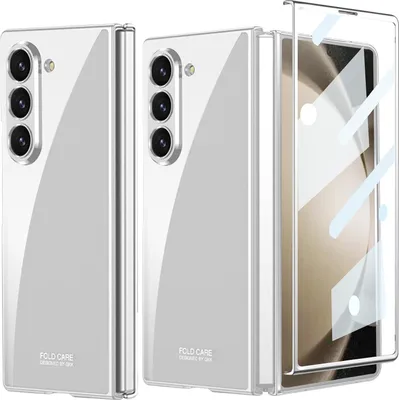 Obrázek produktu pro Pouzdro pro Samsung Galaxy Z Fold 6 Tenké průhledné elektroplátovým pouzdro s integrovanou ochranou displeje Stříbro