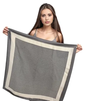 Produktbild von Seidenschal, Weiß/Schwarz, 70x70 cm, Perfekt für Formelle Anlässe