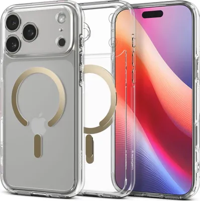 Image de SPIGEN case ULTRA HYBRID MAG compatible avec MagSafe adapté à IPHONE 17 Pro Max clear gold