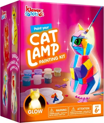 Productafbeelding van Klever Kits Schilder je eigen kat lamp kit, kunst en ambachten voor kinderen leeftijd 6 7 8 9 10 11 12, DIY nachtlampje schilderij kit