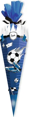 Produktbild von itenga SCHULTÜTEN Bastelset 68cm "FUSSBALL" meine Vereinstüte blau - blau weiss