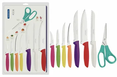 Immagine prodotto di Tramontina PLENUS Küchenmesser-Set, 8-tlg., Messer, Schere, Edelstahl / Kunststoff, 23498-917