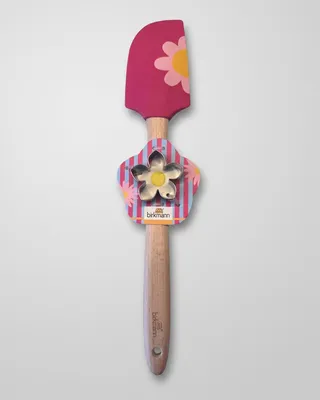 Produktbild von RBV Birkmann Teigschaber Blume Silikon Holzgriff & Ausstechform Edelstahl 32,5cm