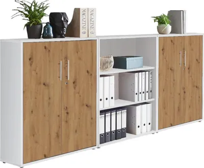 Produktbild von Aktenschrank TABOR 9 in anthrazit / Artisan Eiche, Schrankwand, Büroschrank, abschließbar, Metallgriffe