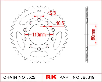 Obrázek produktu pro Rk řetězové kolo 525 46z ocel stříbrná