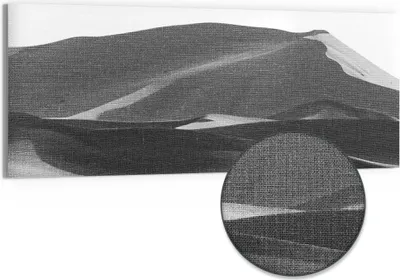 Produktbild von DEQORI Hybrid Leinwand Bild 125x50 cm 'Stille Dünenwellen' Wandbild Glas flach modern